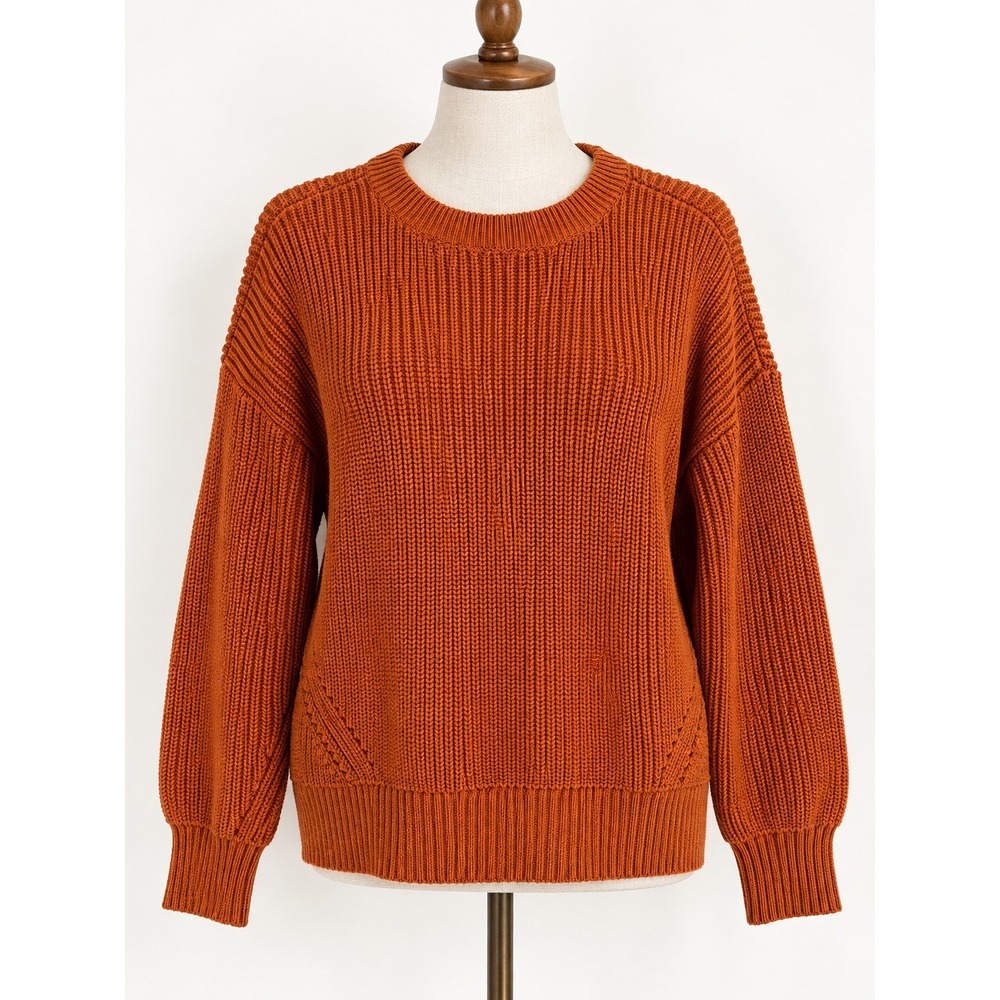 Duluth Trading Co Sweater Womens Medium Orange Cotton Shaker Knit Gorpcore